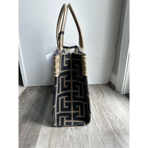 BALMAIN Khaki & Black B-Army 36 Monogram Jacquard Tote $1495 - Picture 7 of 13